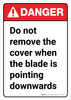 Danger: Do Not Remove the Cover When the Blade Is Pointing Downwards ANSI Portrait - Wind Turbine Wall Sign
