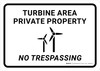 Turbine Area Private Property No Trespassing Landscape - Wall Sign