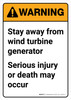 Warning: Stay Away From Wind Turbine Generator ANSI Portrait - Wall Sign
