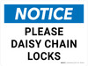 Notice: Please Daisy Chain Locks Landscape - Wall Sign Notice: Please Daisy Chain Locks Landscape - Wall Sign