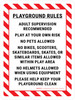 Playground Rules Red Hazard Portrait - Wall Sign