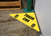 Trash Can with Double Icons - Triangle Corner Floor Sign Trash Can with Double Icons - Triangle Corner Floor Sign