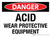 Danger: Acid Wear Protective Equipment Landscape - Wall Sign Danger: Acid Wear Protective Equipment Landscape - Wall Sign