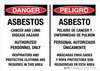Danger: Asbestos Cancer and Lung Disease Hazard - Bilingual Landscape - Wall Sign