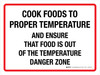 Cook Foods To Proper Temperature And Ensure That Food Is Out Of The Temperature Danger Zone Landscape - Wall Sign