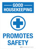 Good Housekeeping Promotes Safety Blue Portrait - Wall Sign