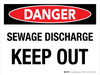 Danger: Sewage Discharge Keep Out Landscape - Wall Sign