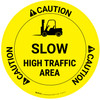 Caution: Slow High Traffic Area Yellow with Icon - Floor Sign