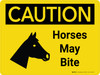 Caution: Horses May Bite with icon - Wall Sign