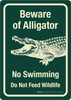 Beware of Alligator - No Swimming Do Not Feed Wildlife Portrait - Wall Sign