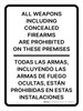 All Weapons Including Concealed Firearms Are Prohibited On These Premises Portrait Bilingual Spanish - Wall Sign All Weapons Including Concealed Firearms Are Prohibited On These Premises Portrait Bilingual Spanish - Wall Sign