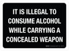 It Is Illegal To Consume Alcohol While Carrying A Concealed Weapon Landscape - Wall Sign