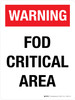 Warning: FOD Critical Area Portrait - Wall Sign