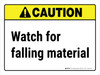 Caution: ANSI Watch For Falling Material Landscape - Wall Sign Caution: ANSI Watch For Falling Material Landscape - Wall Sign