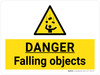Danger: Falling Objects Landscape - Wall Sign with Icon Danger: Falling Objects Landscape - Wall Sign with Icon