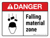 Danger: ANSI Falling Material Zone Landscape - Wall Sign