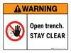 Warning: ANSI Open Trench - Stay Clear Landscape - Wall Sign Warning: ANSI Open Trench - Stay Clear Landscape - Wall Sign
