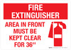 Fire Extinguisher: Area In Front Must Be Kept Clear For 36 Inches with Icon Landscape - Wall Sign