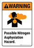 Warning: Possible Nitrogen Asphyxiation Hazard Portrait - Wall Sign Warning: Possible Nitrogen Asphyxiation Hazard Portrait - Wall Sign