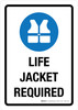 Life Jacket Required Portrait - Wall Sign Life Jacket Required Portrait - Wall Sign