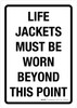 Life Jackets Must Be Worn Beyond This Point Portrait - Wall Sign