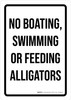 No Boating, Swimming Or Feeding Alligators Portrait - Wall Sign