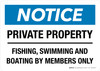 Notice: Private Property Fishing Swimming And Boating By Members Only Landscape - Wall Sign