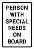 Person With Special Needs On Board Portrait - Wall Sign Person With Special Needs On Board Portrait - Wall Sign