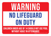 Warning: No Lifeguard On Duty - Children Under Age Of 14 Should Not Use Pool Without Adult In Attandance Landscape - Wall Sign