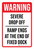 Warning: Severe Drop Off - Ramp Ends At The End Of Fixed Dock Portrait - Wall Sign