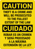 Caution Theft Is A Crime And Will Be Prosecuted To The Fullest Extent Of The Law Spanish Bilingual Portrait - Wall Sign Caution Theft Is A Crime And Will Be Prosecuted To The Fullest Extent Of The Law Spanish Bilingual Portrait - Wall Sign