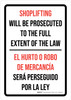 Shoplifting Will Be Prosecuted To The Full Extent Of The Law Bilingual Spanish Portrait - Wall Sign