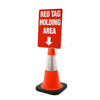 Red Tag Holding Area Arrow Down Portrait - Single-Sided Cone Signs