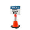 Notice: Shipping & Receiving Arrow Left Landscape - Single-Sided Cone Signs