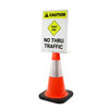 Caution: No Thru Traffic with Icon Portrait - Single-Sided Cone Signs