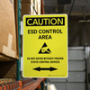 Caution: ESD Control Area - Do Not Enter Without Proper Device with Arrow Both Ways Portrait - Rack Mounted Sign Caution: ESD Control Area - Do Not Enter Without Proper Device with Arrow Both Ways Portrait - Rack Mounted Sign
