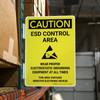 Caution: ESD Control Area - Wear Proper PPE Portrait - Rack Mounted Sign Portrait - Rack Mounted Sign