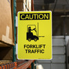 Caution: Forklift Traffic wih Icon Portrait - Rack Mounted Sign