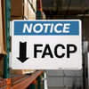 Notice: Arrow Down FACP Landscape - Rack Mounted Sign