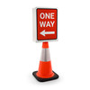 One Way Red with Left Arrow Portrait - Double-Sided Cone Sign One Way Red with Left Arrow Portrait - Double-Sided Cone Sign
