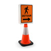 Detour with Icon Arrow Right Portrait - Double-Sided Cone Sign Detour with Icon Arrow Right Portrait - Double-Sided Cone Sign