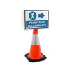 Pedestrian Access Route with Icon Arrow Right Landscape - Double-Sided Cone Sign Pedestrian Access Route with Icon Arrow Right Landscape - Double-Sided Cone Sign