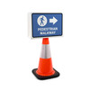 Pedestrian Access Route with Icon Arrow Right Blue Landscape - Double-Sided Cone Sign Pedestrian Access Route with Icon Arrow Right Blue Landscape - Double-Sided Cone Sign