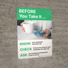 Before You Take It - Know, Check, Ask (Using Medication) Portrait - Wall Sign