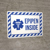Epipen Inside Blue Hazard Landscape - Wall Sign