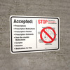 Medication Drop Box Accepted Not-Accepted Landscape - Wall Sign Medication Drop Box Accepted Not-Accepted Landscape - Wall Sign