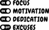 Focus ON, Motivation ON, Dedication ON, Excuses OFF - Wall Decor