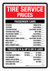 Tire Service Prices Portrait - Wall Sign Tire Service Prices Portrait - Wall Sign
