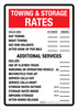 Towing & Storage Rates Portrait - Wall Sign Towing & Storage Rates Portrait - Wall Sign