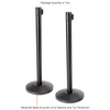 Retractable Belt Barrier, 40" Black Post, 11' Black Belt - Pkg Qty 2